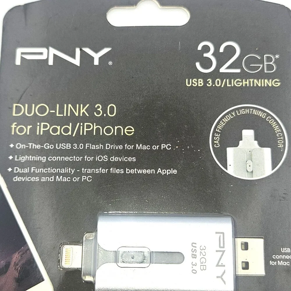 PNY Duo-Link USB 3.0 Lightning Flash Drive 32GB iPhone iPad
